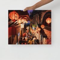 九幅台灣夜市帆布牆畫 - 歷史街燈