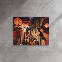 九幅台灣夜市帆布牆畫 - 歷史街燈