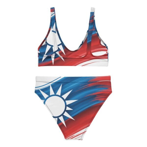 Taiwan Flag Modern Art High-Waisted Bikini - 2 台灣旗幟現代藝術高腰比基尼