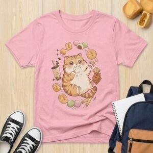 Chubby Taiwanese Cat Treats Youth T-Shirt - Anime Moe Style