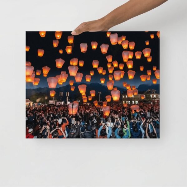 Pingxi Lantern Festival Taiwan Night Sky Wall Art - Horizontal - 2 平溪燈節台灣夜空壁畫 - 橫幅