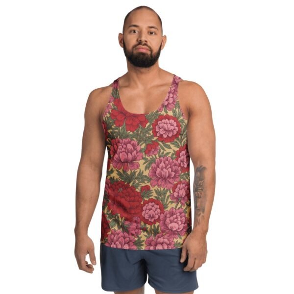 Taiwanese Hakka Floral Pattern Men's Tank Top - Traditional Design - 1 taiwanese hakka floral pattern