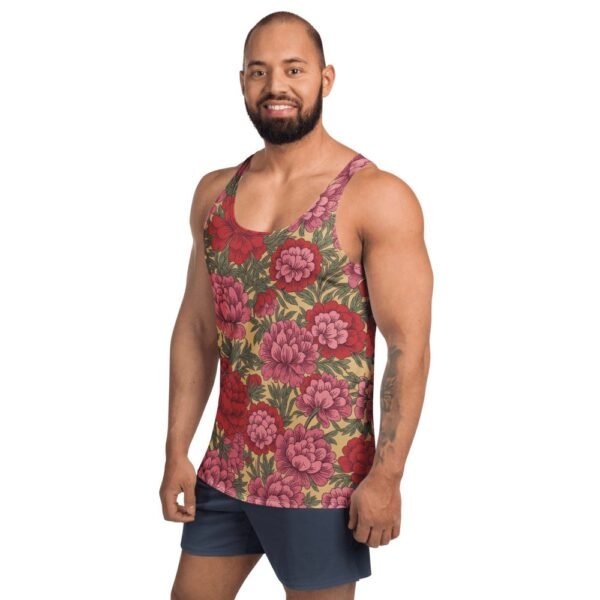Taiwanese Hakka Floral Pattern Men's Tank Top - Traditional Design - 2 Taiwanese Hakka Floral Pattern Men's Tank Top - Traditional Design