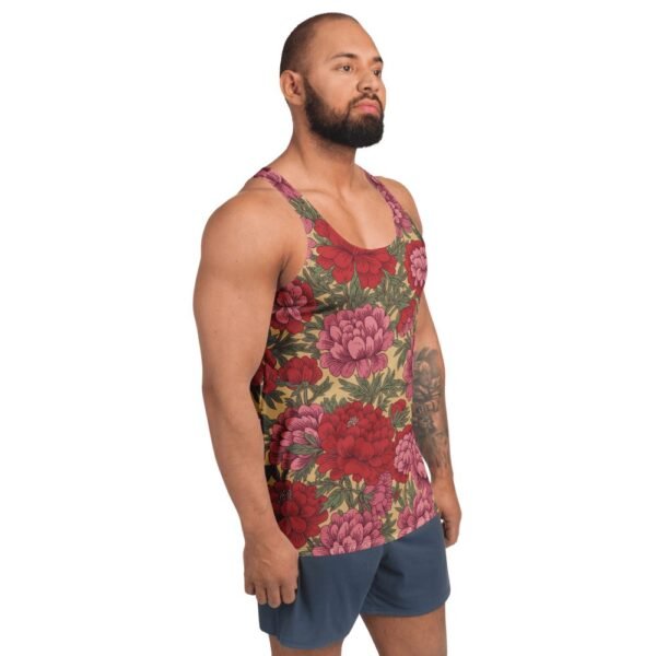 Taiwanese Hakka Floral Pattern Men's Tank Top - Traditional Design - 3 Taiwanese Hakka Floral Pattern Men's Tank Top - Traditional Design