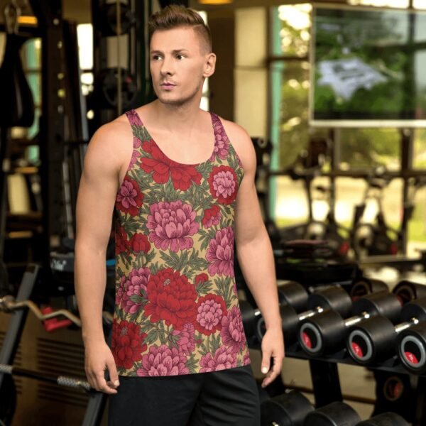 Taiwanese Hakka Floral Pattern Men's Tank Top - Traditional Design - 5 Taiwanese Hakka Floral Pattern Men's Tank Top - Traditional Design