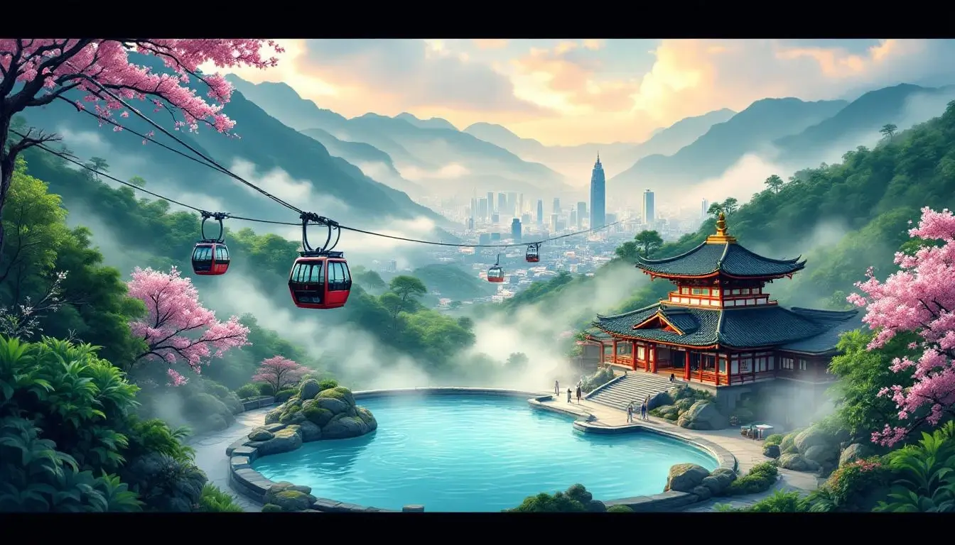 Beitou hot springs and Maokong gondola in northern Taipei