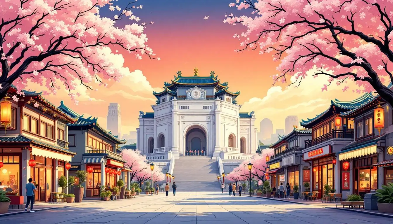 Taipei cultural districts with Chiang Kai-shek Memorial Hall and Dihua Street