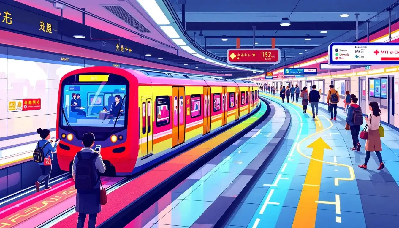 Taipei MRT metro system colorful train lines
