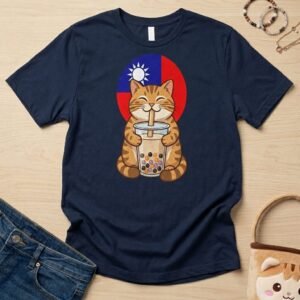 Taiwan Bubble Tea Cat T-Shirt - Cute Kawaii Milk Tea Design