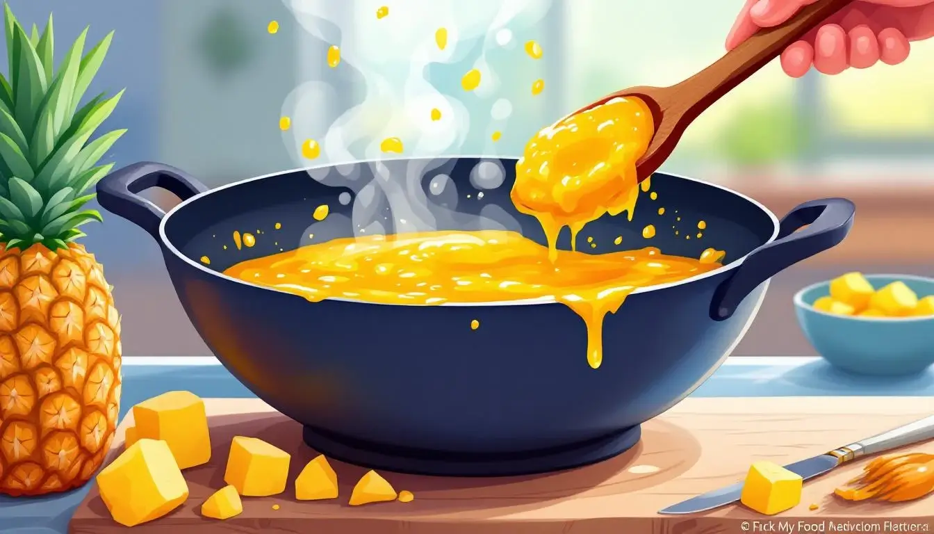 making homemade pineapple jam filling for taiwanese pineapple cake