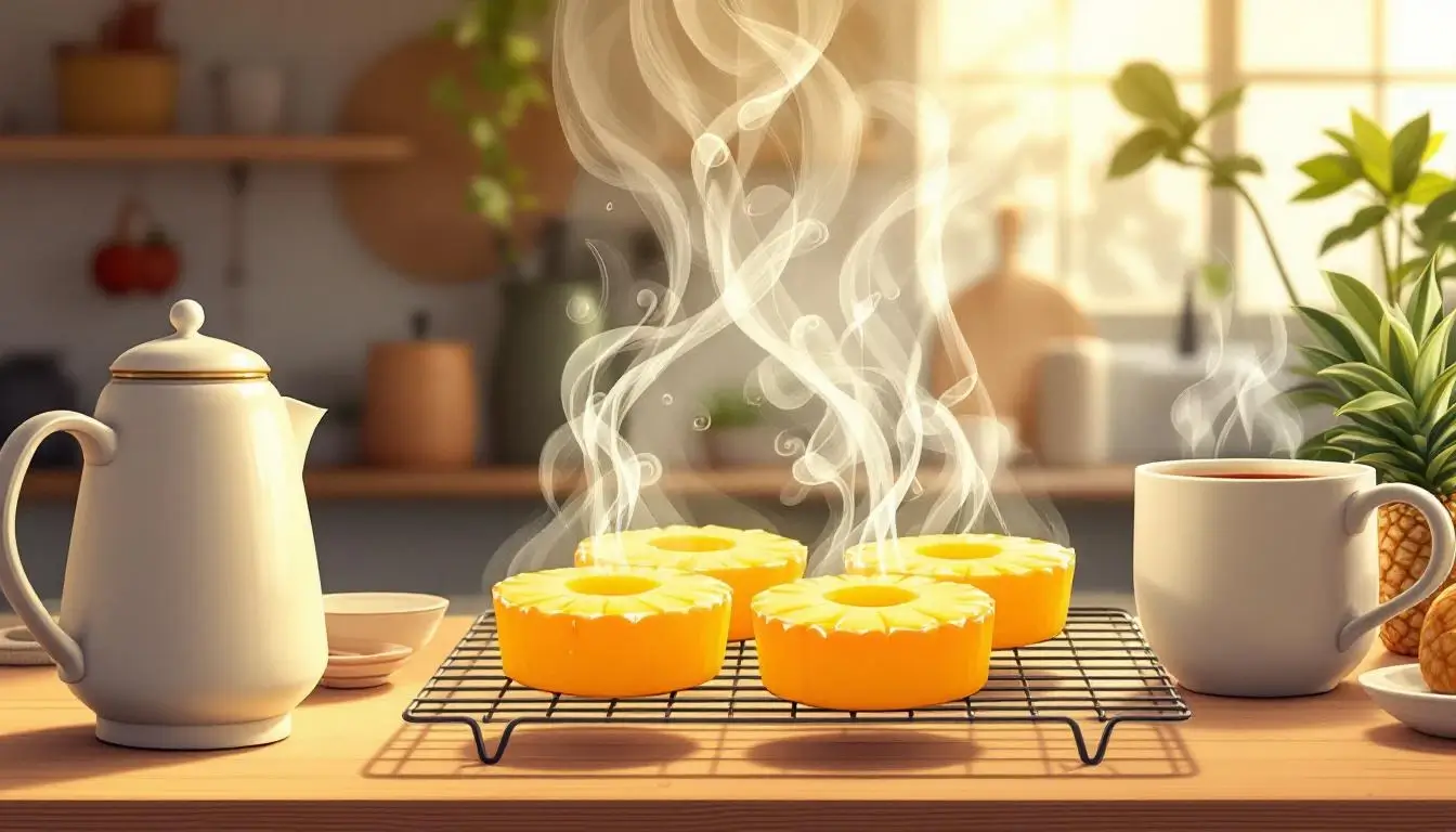 freshly baked taiwan pineapple cakes cooling with oolong tea