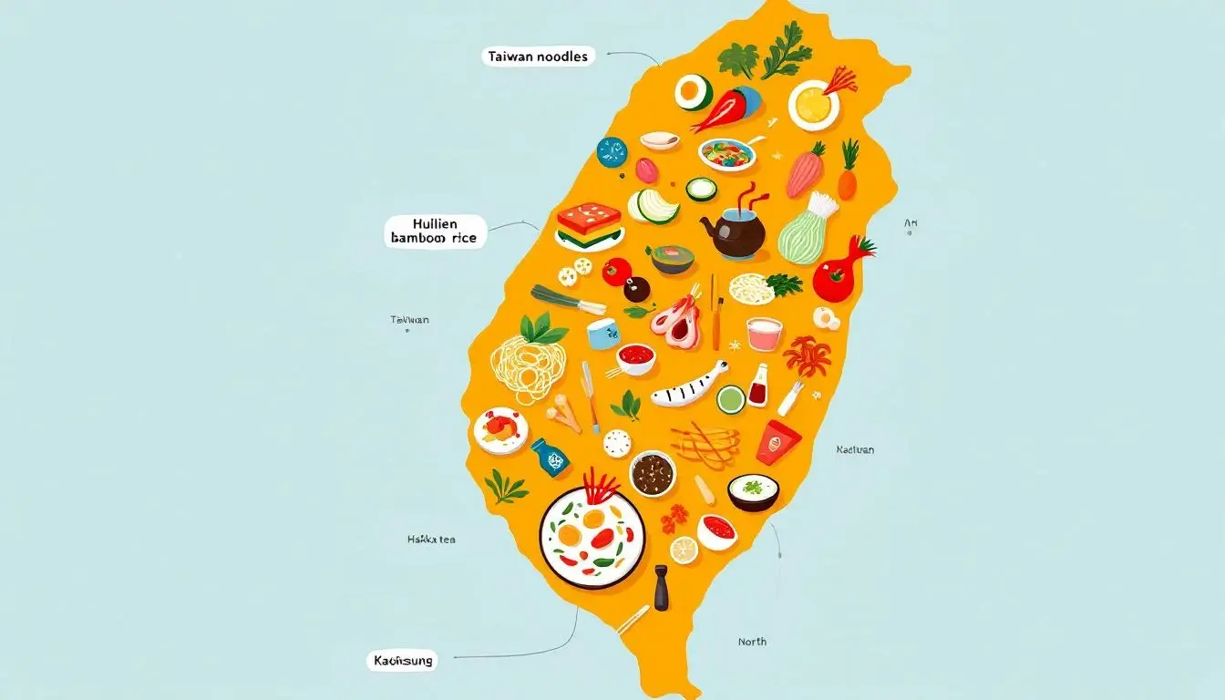 Taiwan regional food specialties map