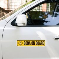Boba on Board Sign Vintage Bumper Sticker - Bubble Tea Lover