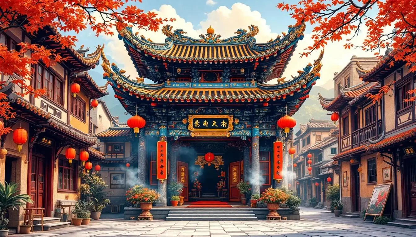 Ancient Mazu temple and coral stone village in Penghu Taiwan
