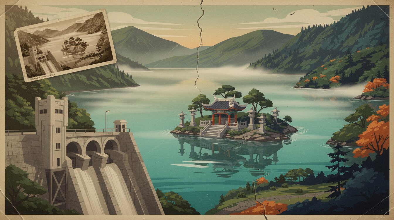 Historical layers of Sun Moon Lake Taiwan including dams and Lalu Island