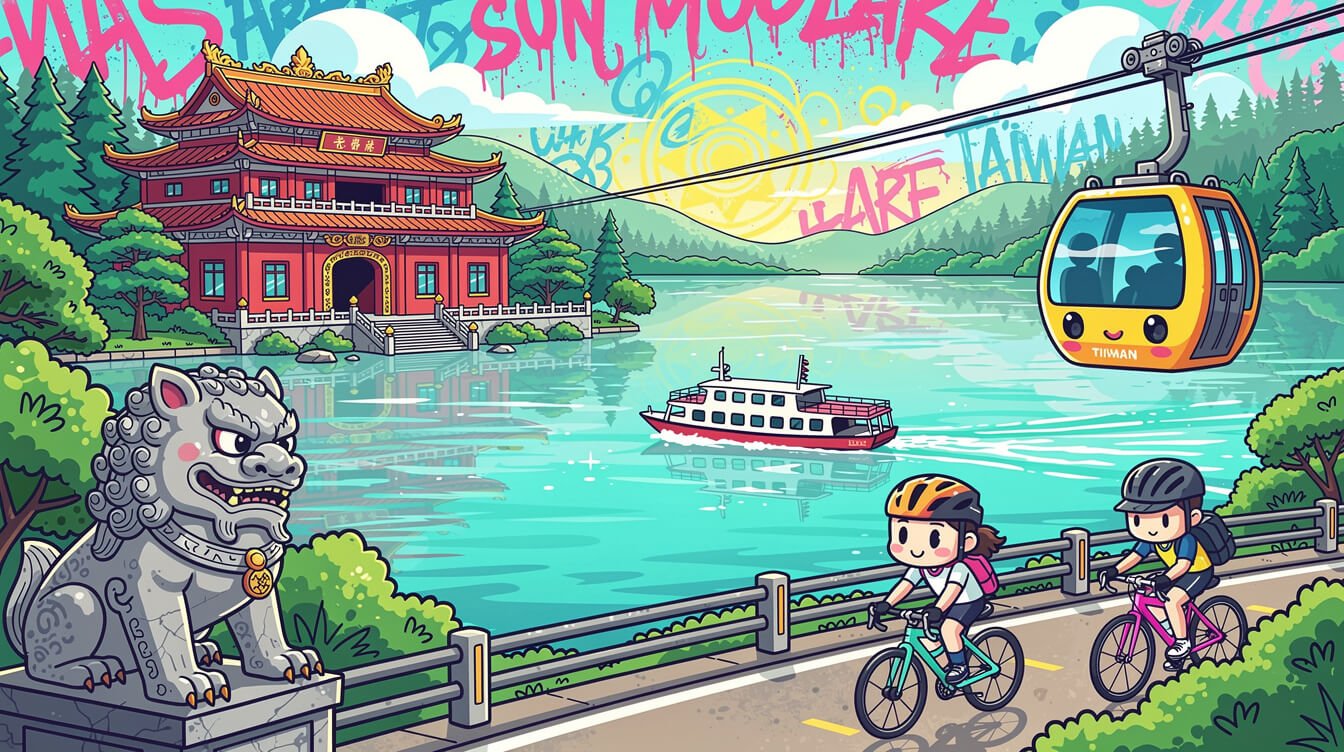 Things to do around Sun Moon Lake Taiwan including temples, ropeway and cycling