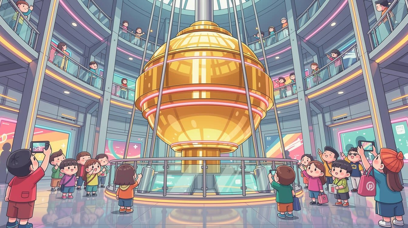 Taipei 101 tuned mass damper golden sphere on the 88th floor