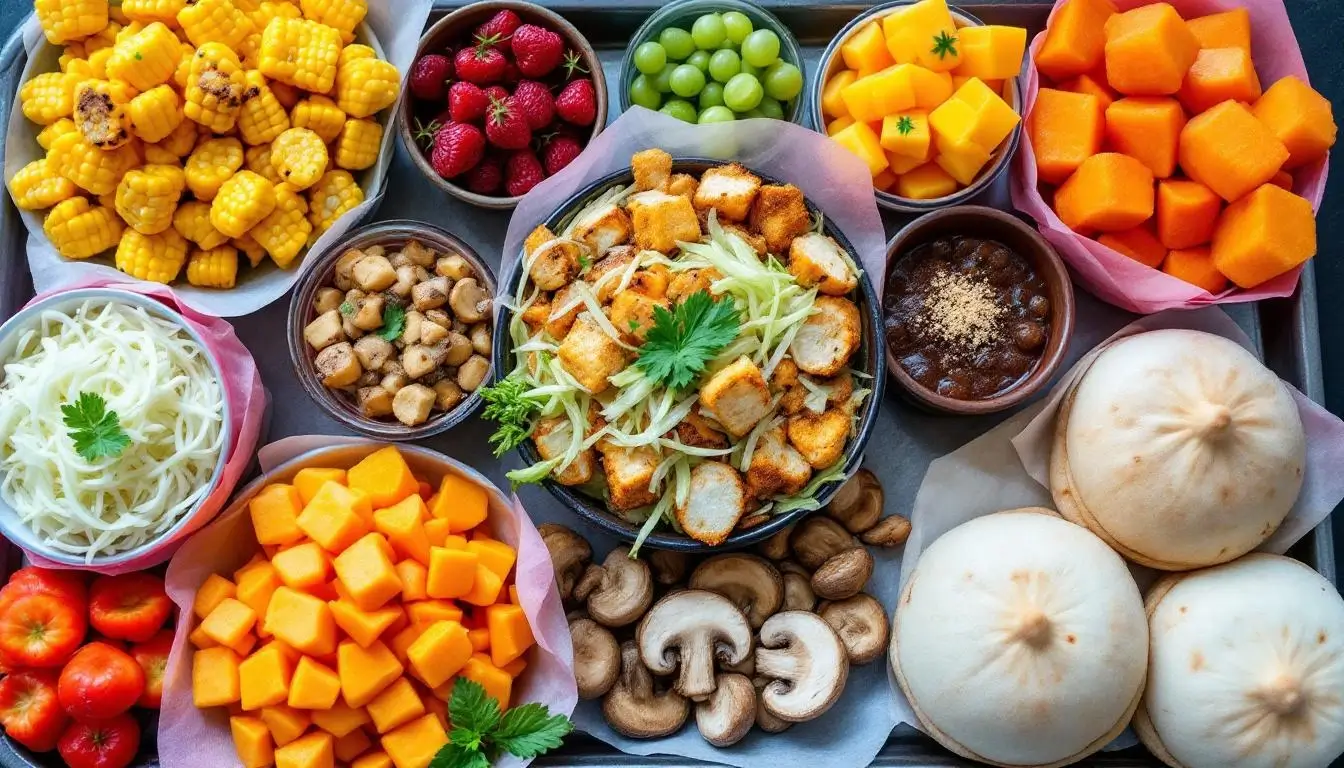 Vegetarian Taiwanese street food options at Taipei night market