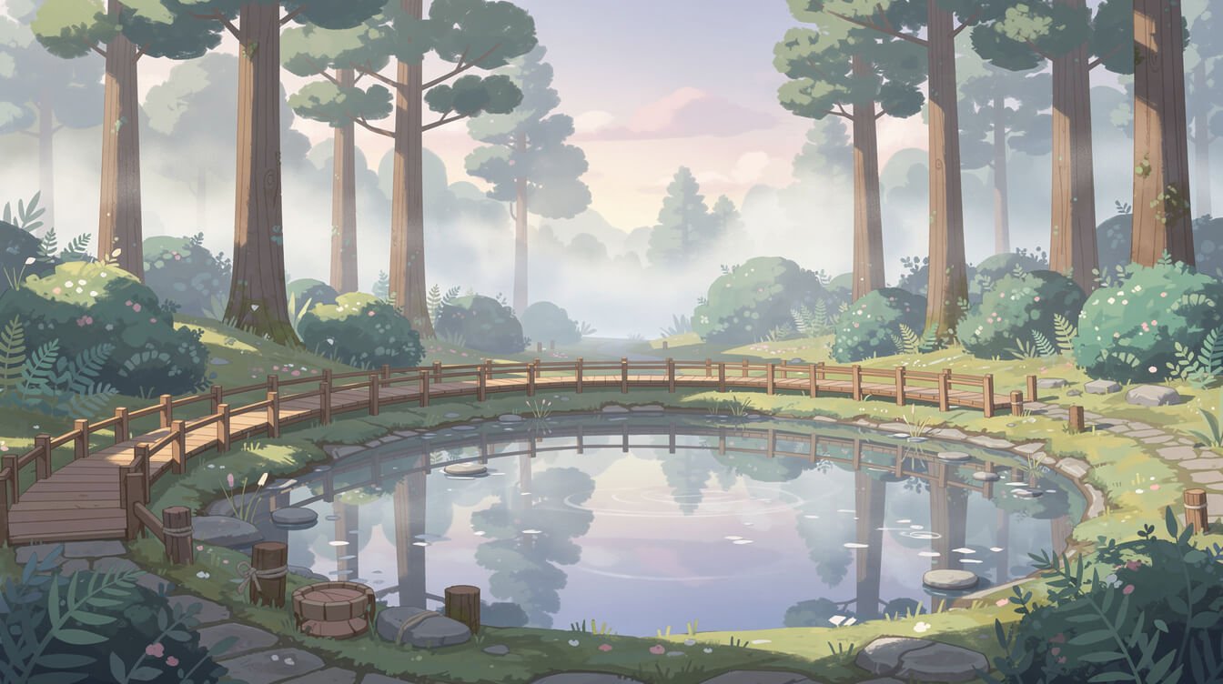 Sister Ponds reflective water surrounded by cypress trees