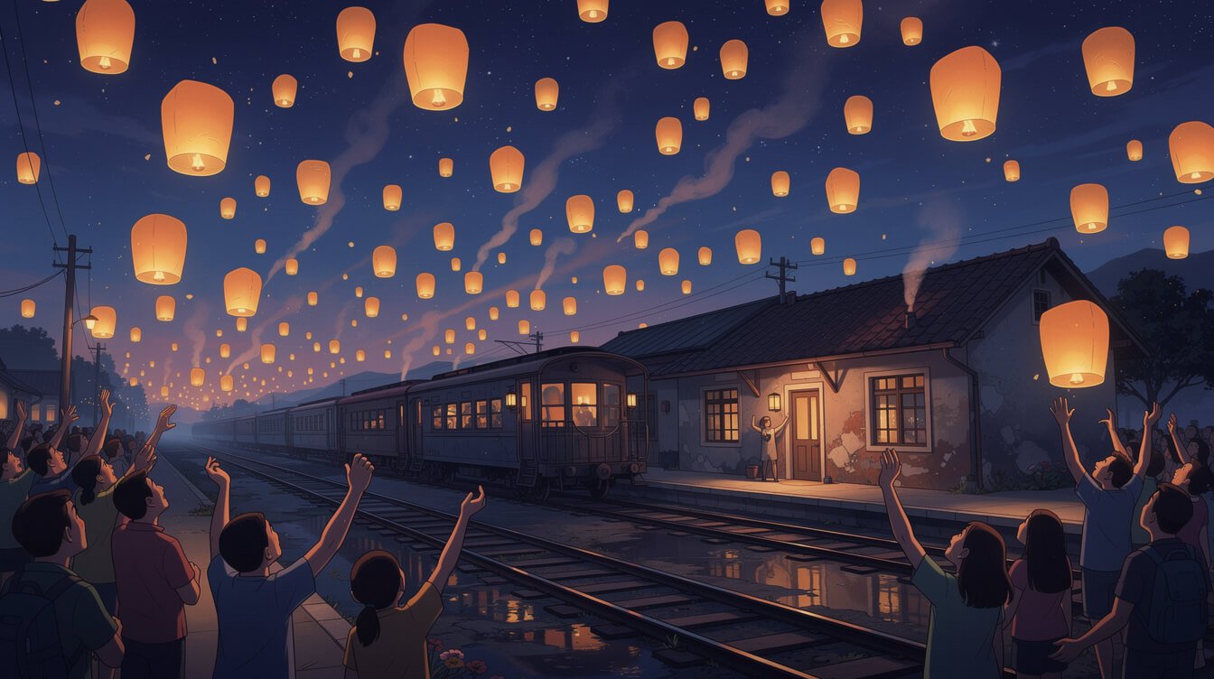 Pingxi Sky Lantern Festival floating lanterns