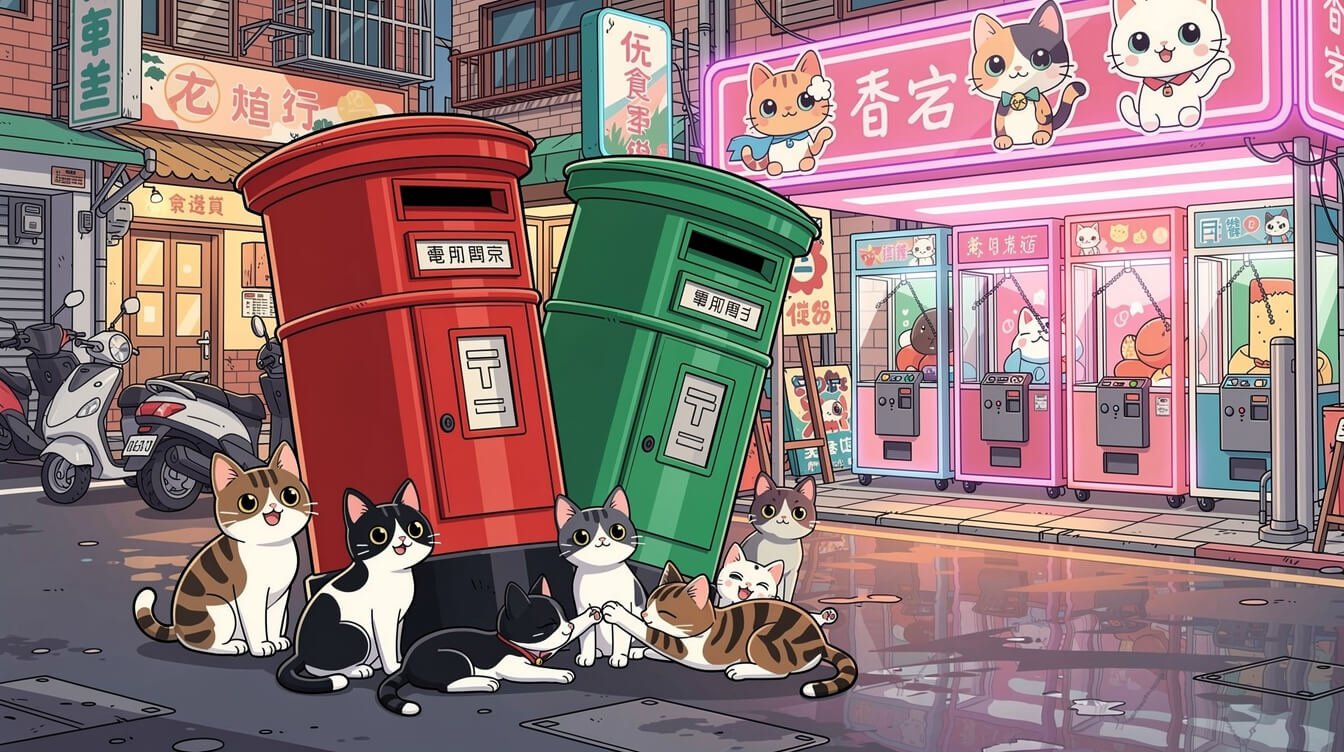 Quirky-only-in-Taiwan landmarks: leaning postboxes, cat village, claw machine arcade
