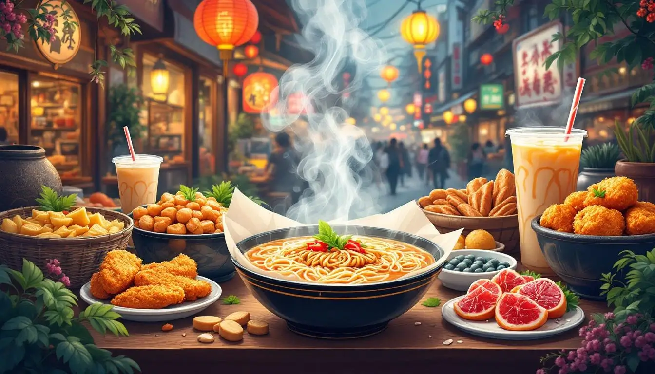 ximending night market taiwan street food spread