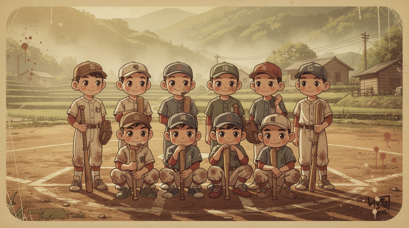 baseball in taiwan vintage 1968 little league team on a mountain village field