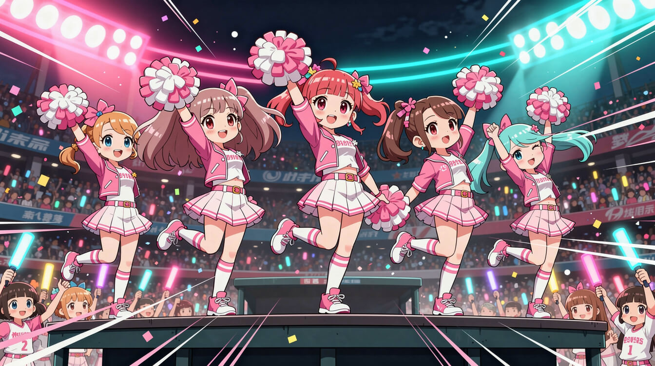 Taiwanese baseball cheer squad performing on a dugout stage