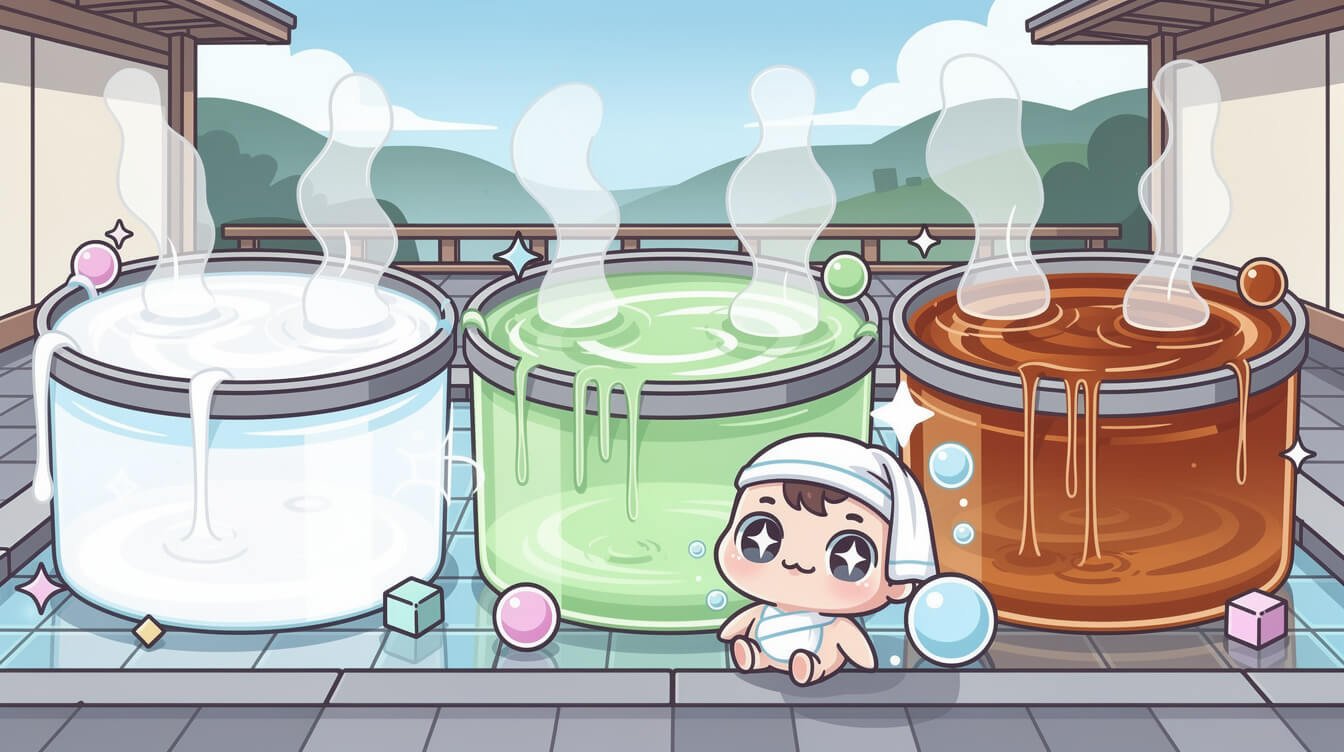 Three sulfur spring types of Beitou hot spring district