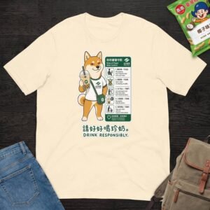 Boba Shiba Inu Taipei Metro Drink Responsibly T-Shirt