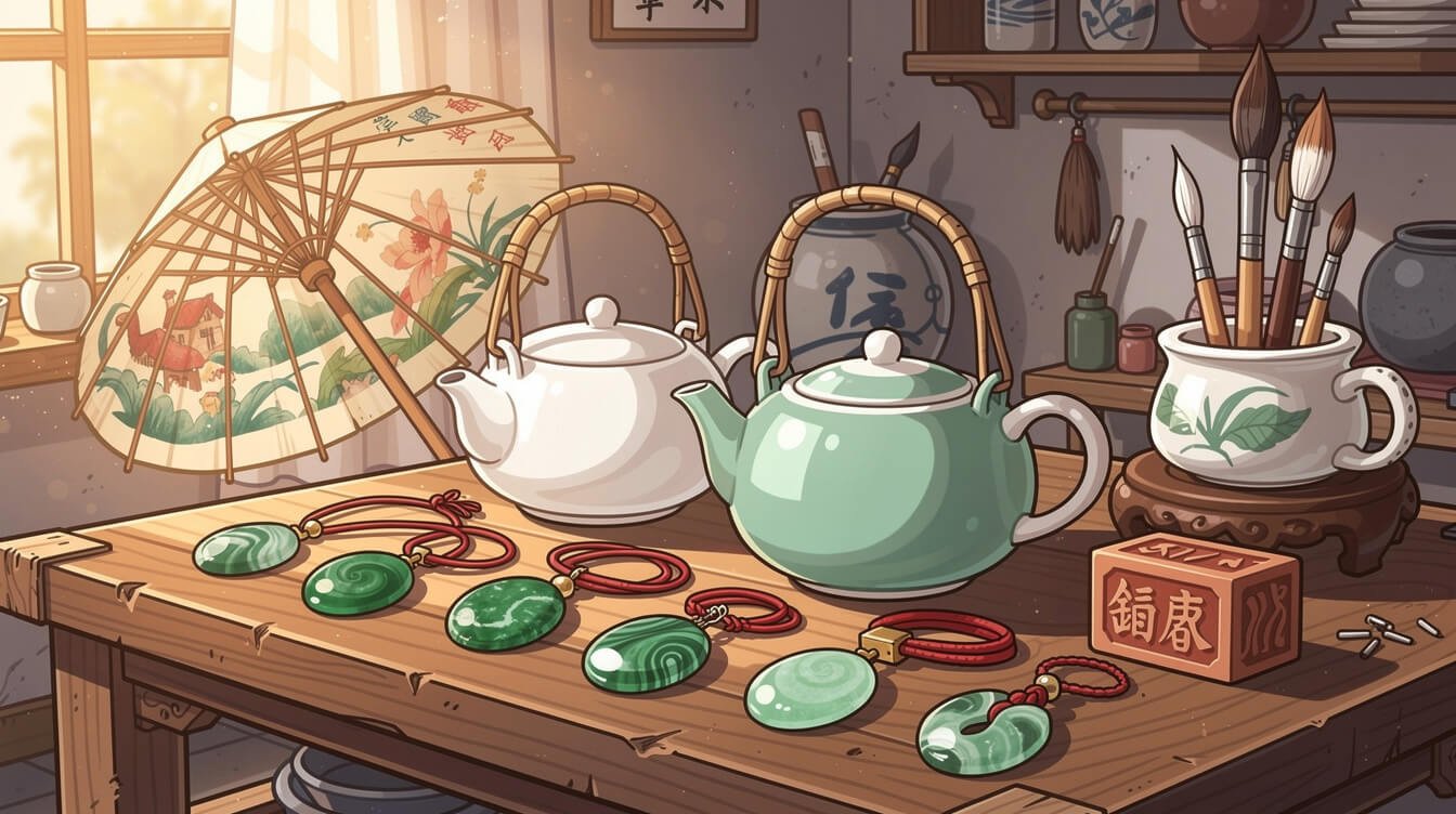 Famous Taiwan artisan crafts including Yingge ceramics and Hualien jade