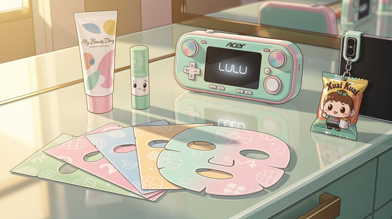 Famous Taiwan beauty and tech products on a shop counter
