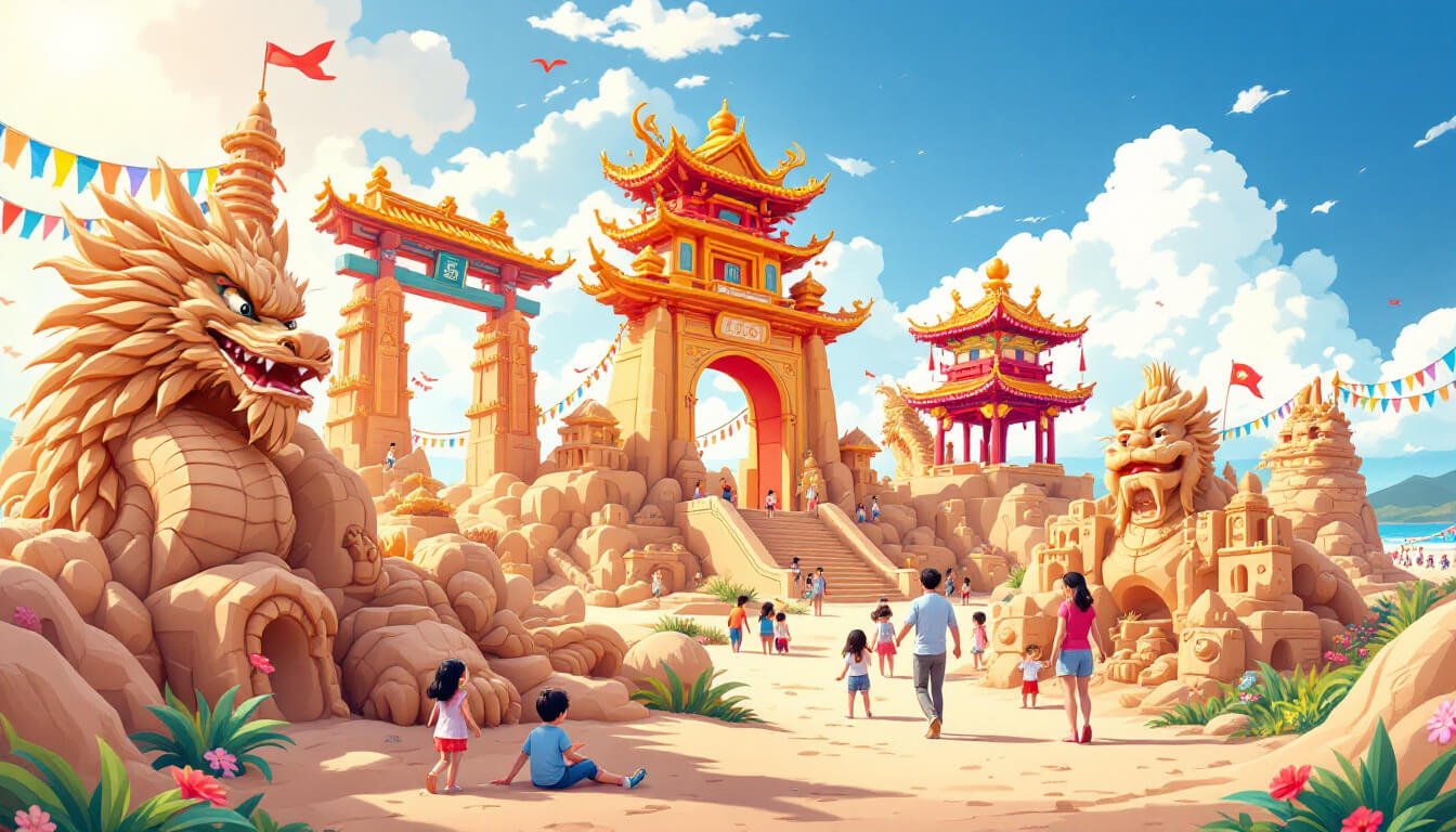 Sand sculptures at the Fulong International Sand Sculpture Festival