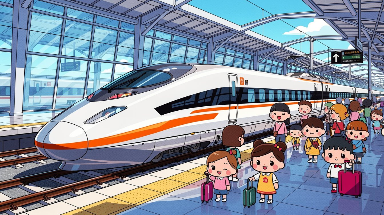 Taiwan High Speed Rail train arriving at Taichung HSR station