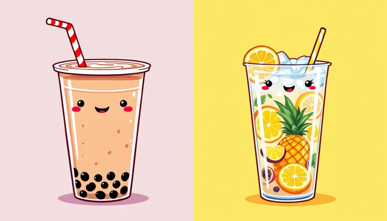 Taiwan fruit tea vs bubble tea side-by-side comparison