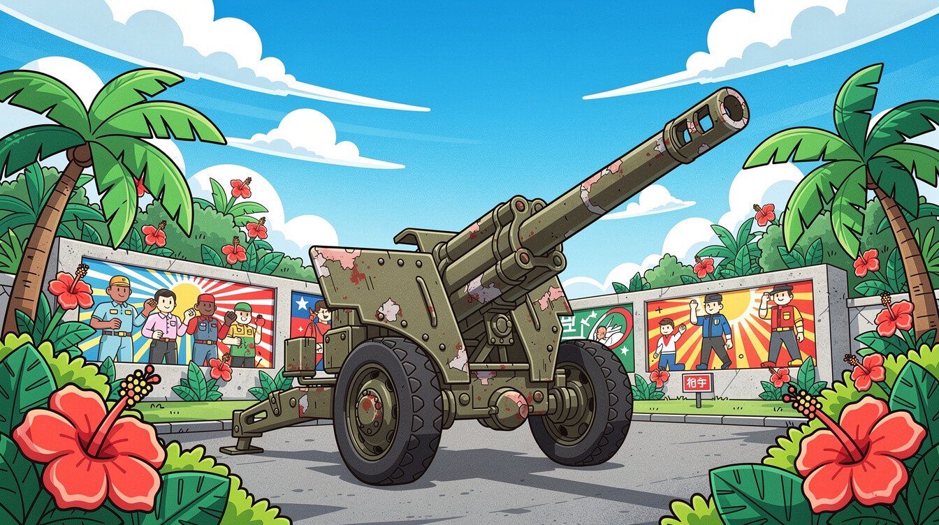 Cold War artillery cannon on Kinmen Taiwan