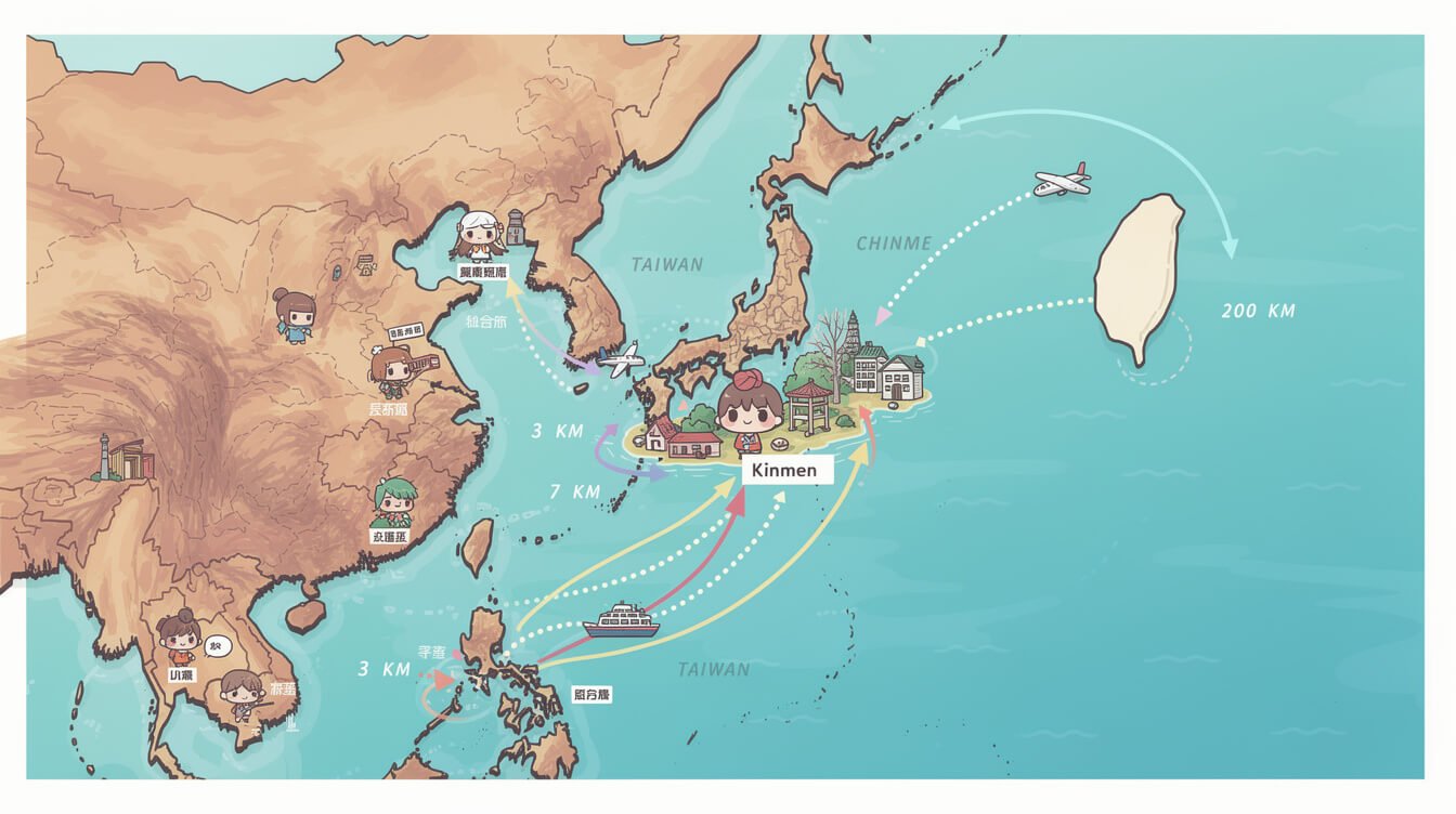 taiwan kinmen island map showing location near China and Taiwan