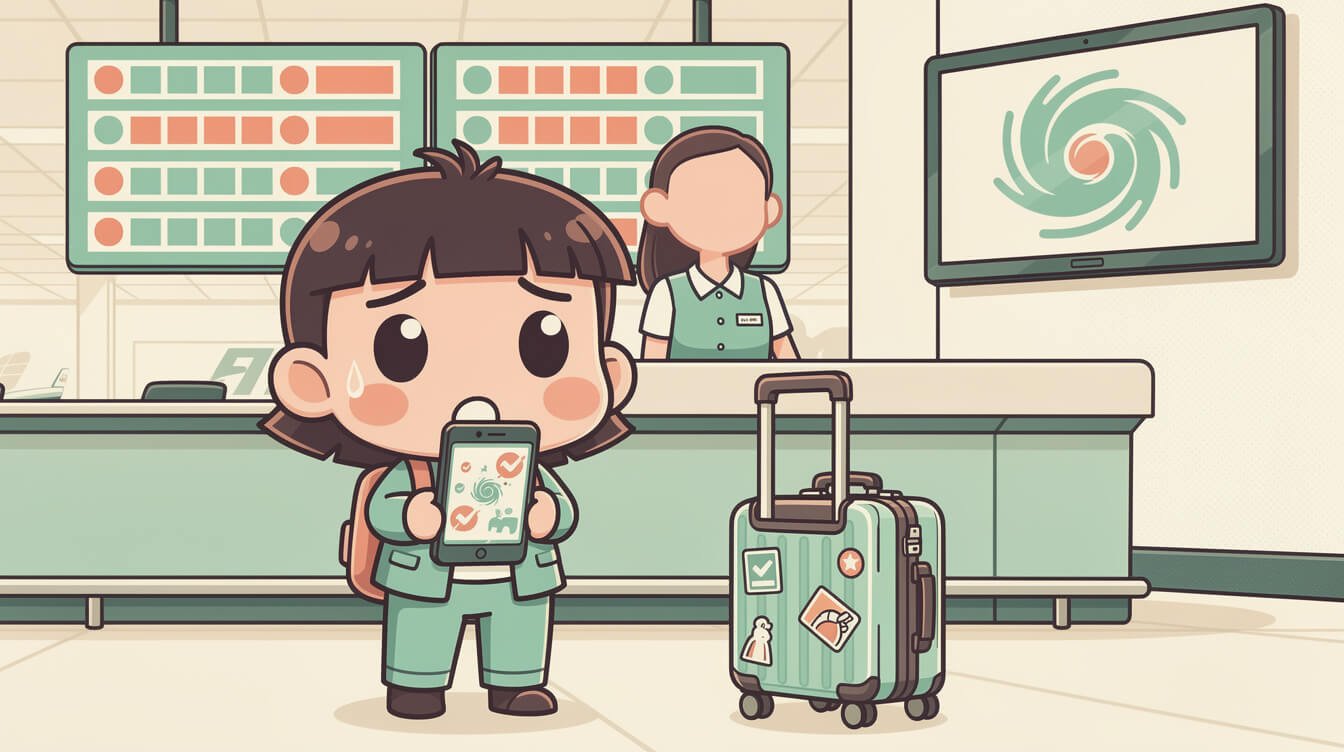 旅客在機場追蹤台灣颱風