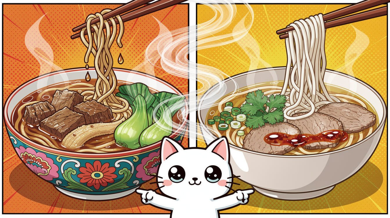 台灣牛肉麵與中國牛肉麵的比較