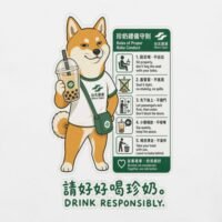 Boba Shiba Inu Taipei Metro Drink Responsibly T-Shirt