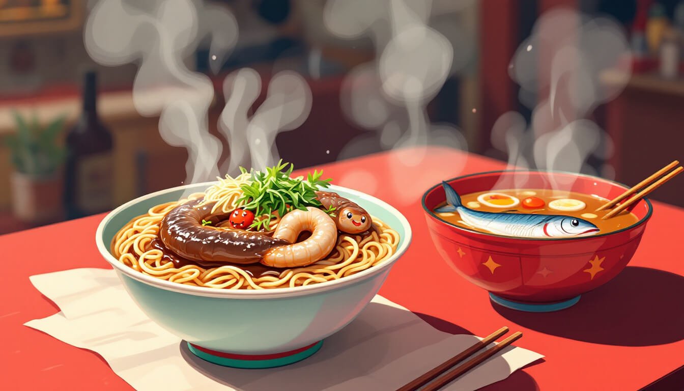 Taiwanese eel noodles and Spanish mackerel soup at Liuhe night market