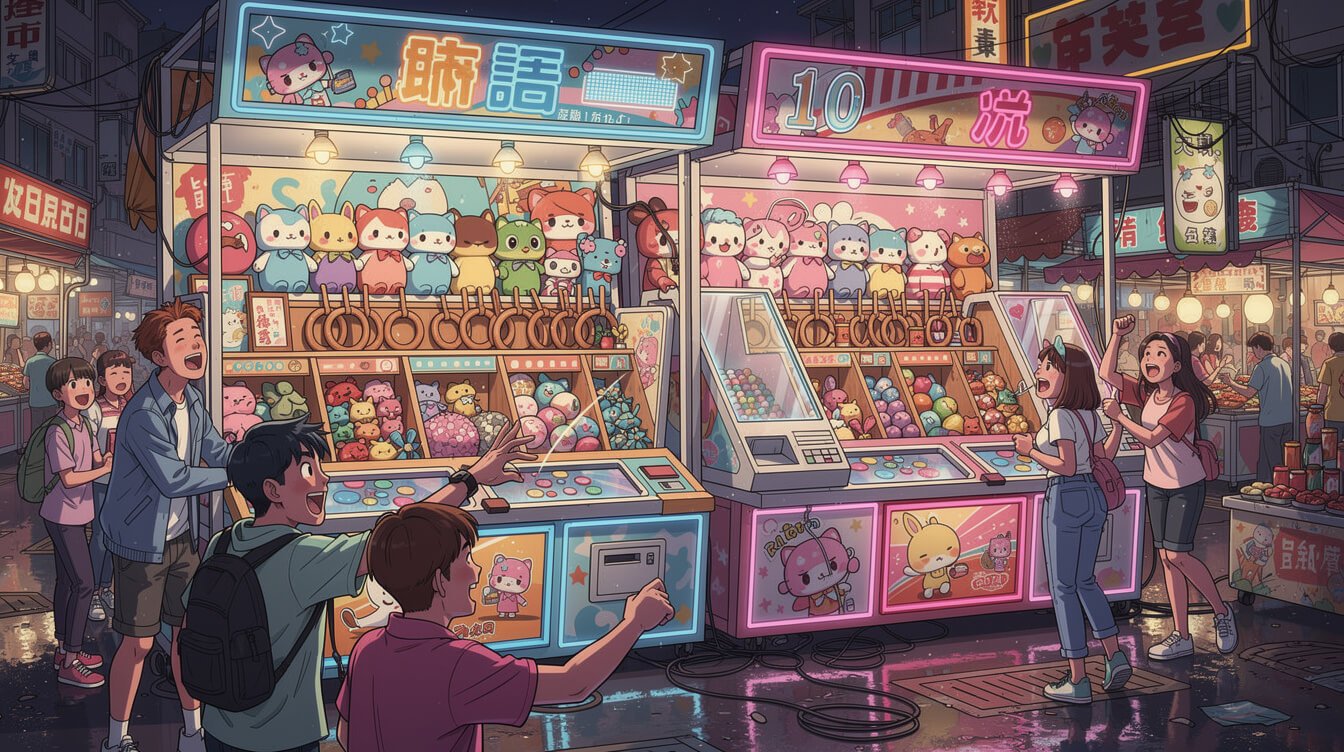 Retro carnival games and prize stalls at Shilin