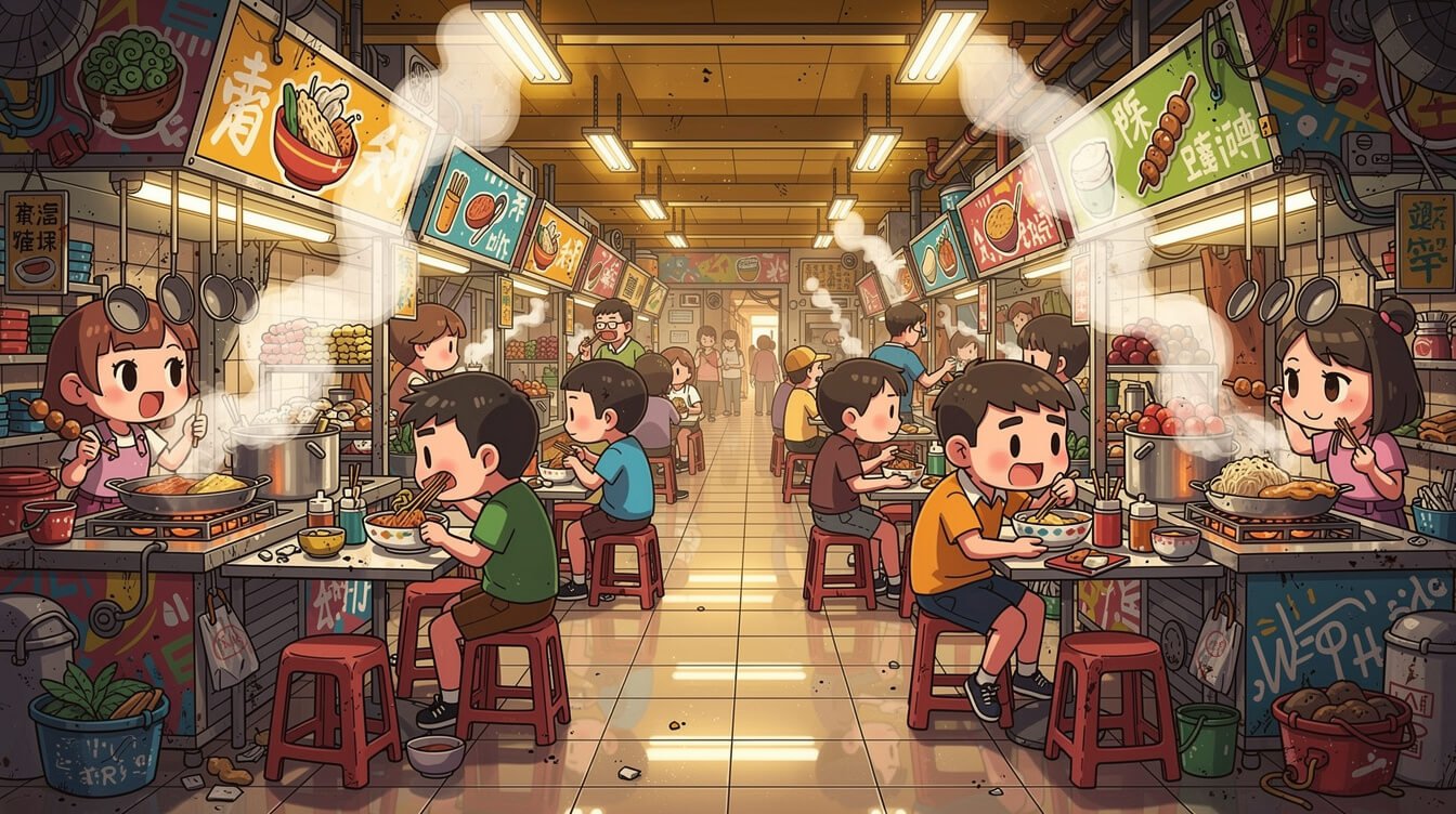 Underground food court at Shilin Night Market