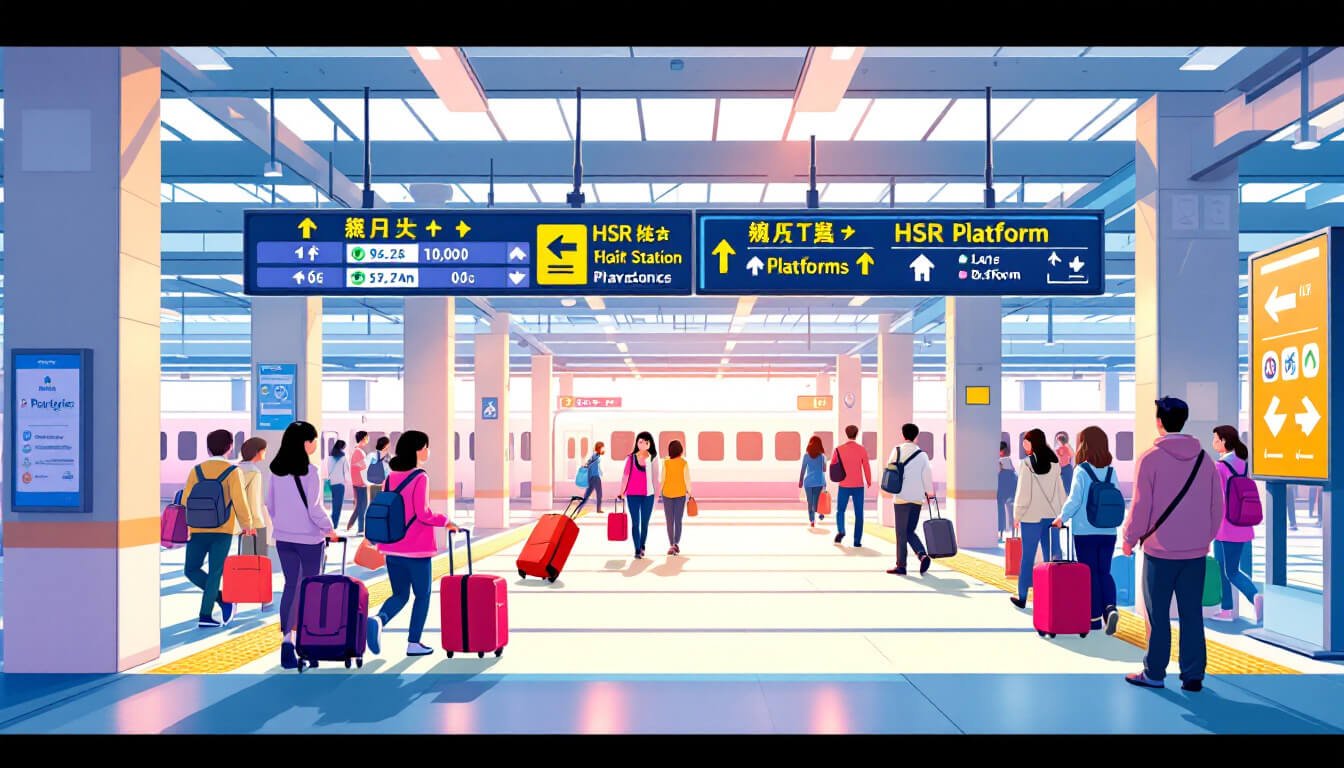 Taipei Main Station HSR concourse with travelers