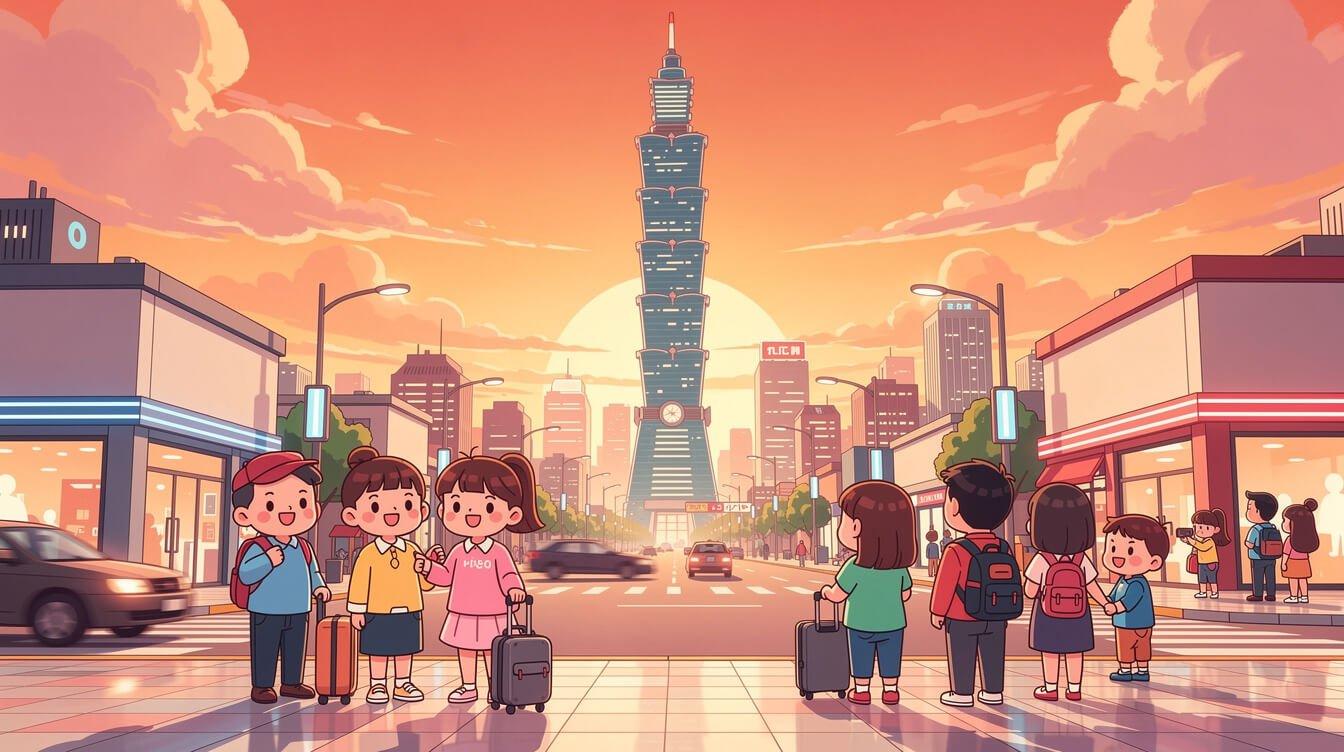 Taipei 101 skyline at sunset