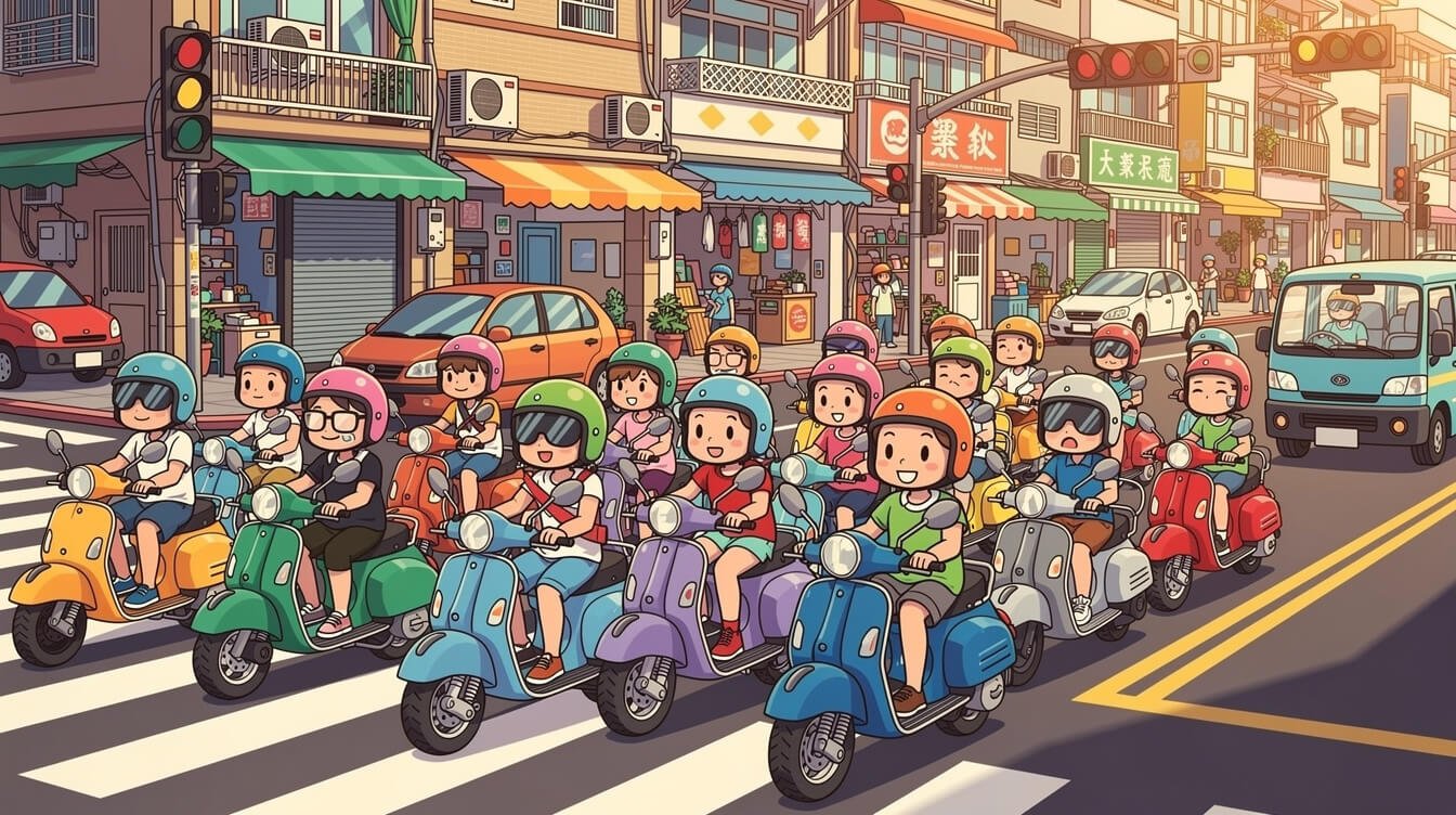 Taiwan scooter street traffic