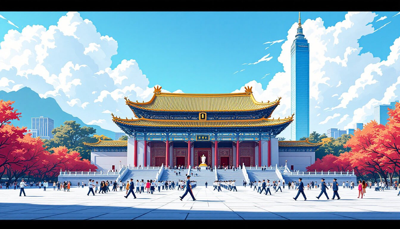 sun yat sen memorial hall xinyi taipei honor guard yellow tiled roof