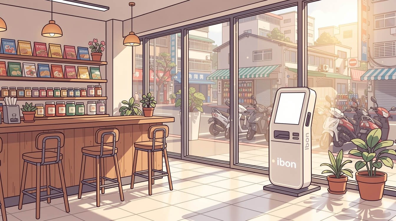 7-Eleven Taiwan City Cafe seating and Ibon kiosk
