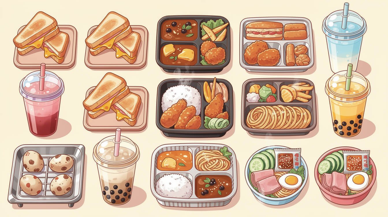 7-Eleven Taiwan food menu spread bento toasties tea eggs