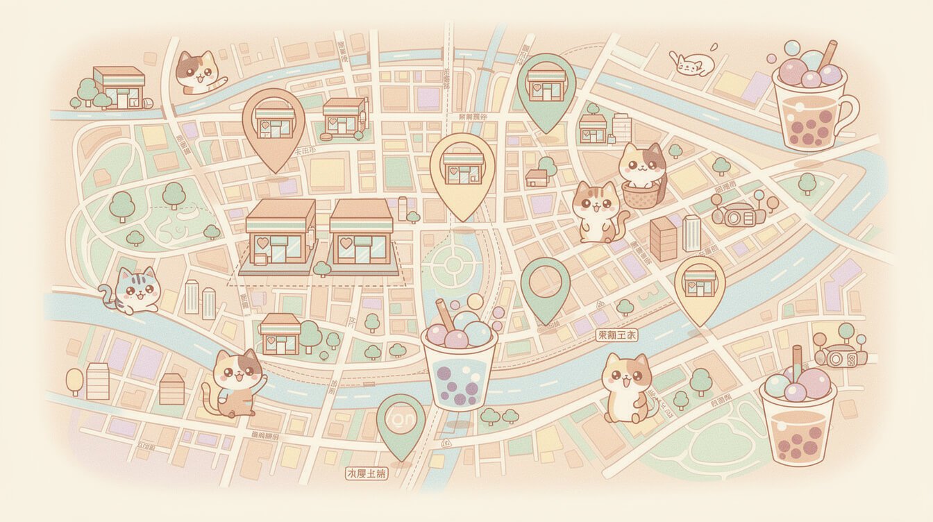 map of themed 7-Eleven Taiwan store locations in Taipei